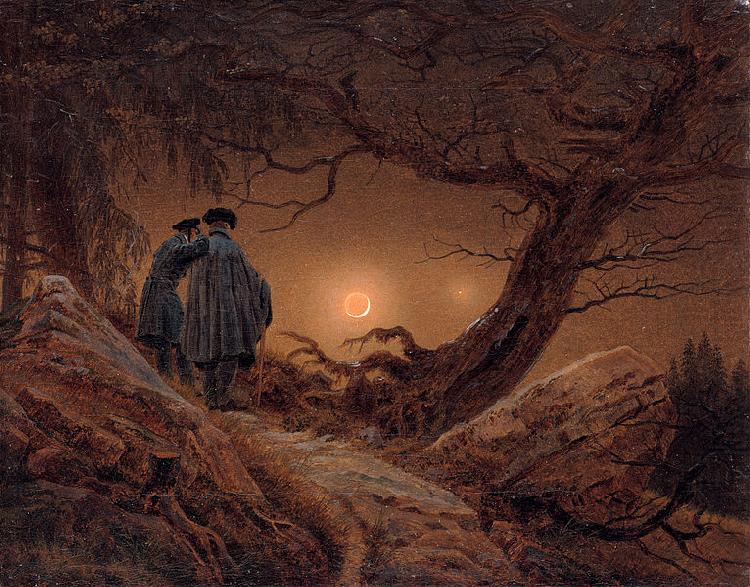 Two men contemplating the Moon, Caspar David Friedrich